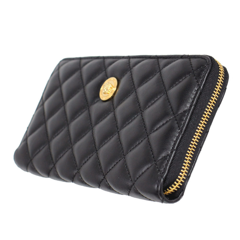 Versace quilted Medusa Wallet leather black Zip long - Picture 2 of 4